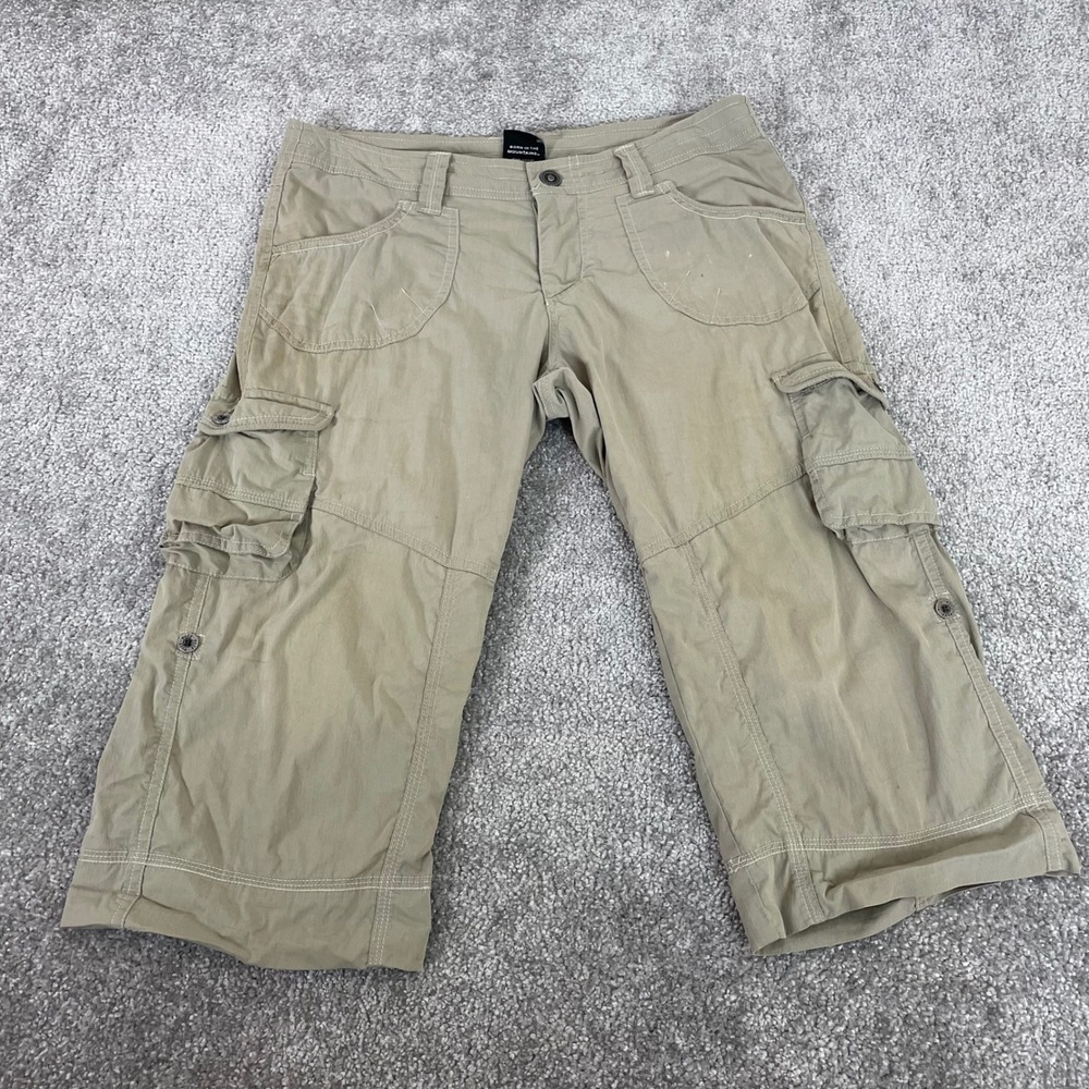Kuhl Cargo Capri Pants Womens 8 Tan Hiking Outdoor Cotton Blend Khaki‎